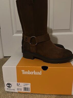 Timberland Women's Brown Leather Mid-Calf Harness Boots